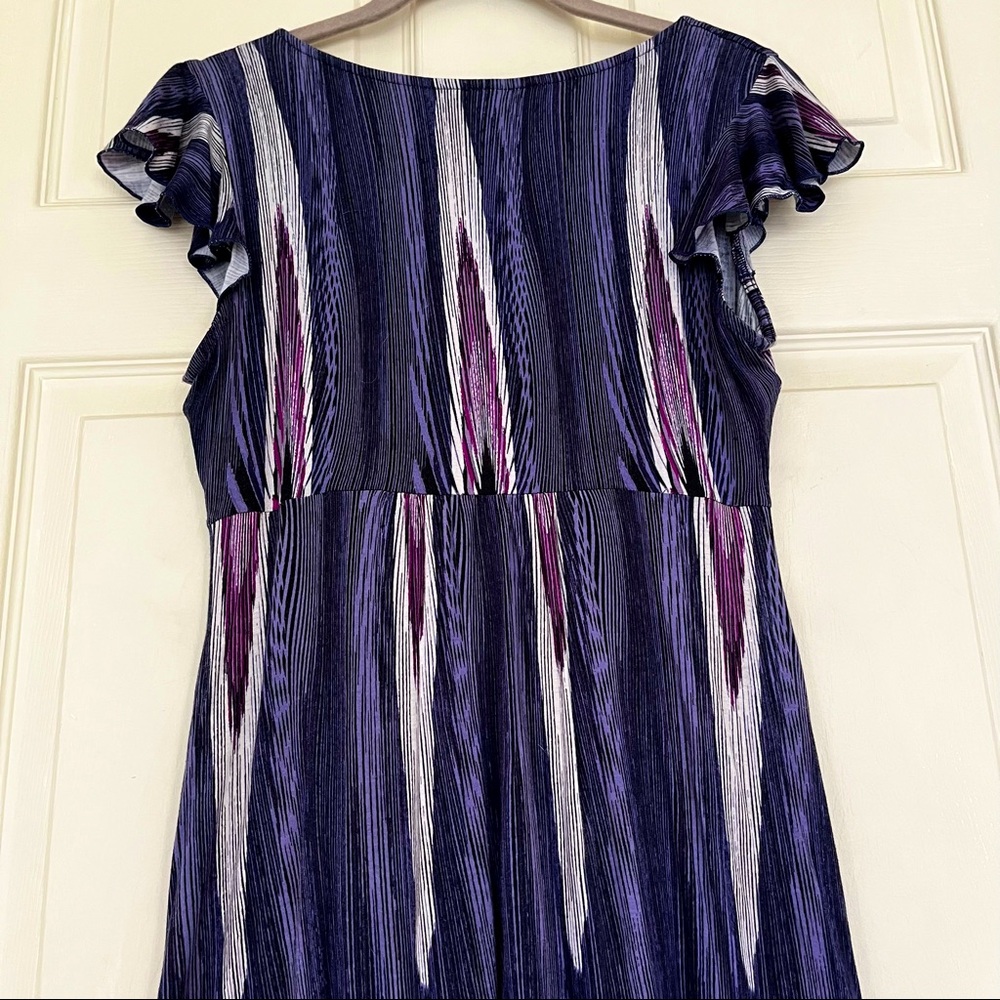 🌸3/$25 ELLE Purple & White Stripe Fit Empire Waist Lightweight Summer Dress - Picture 7 of 12